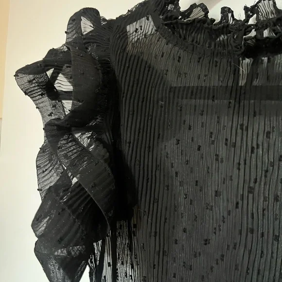 Sheer Black Ruffle Top - Picture 4 of 4